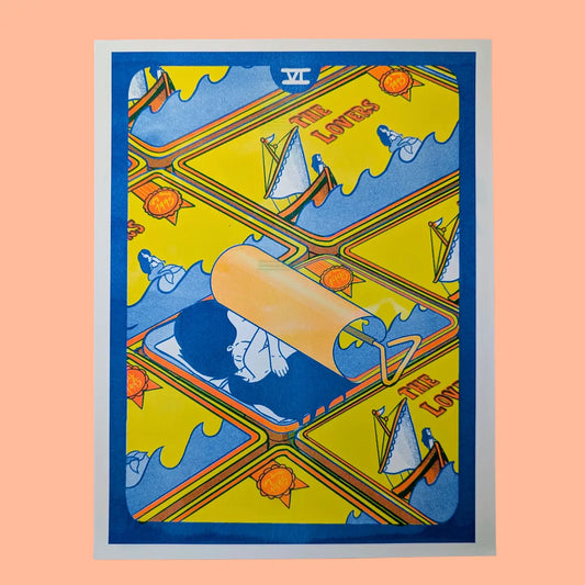 Cornerstore Tarot Risograph Print | The Lovers | Christina Hu (CA)