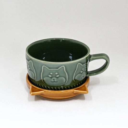 Shiba Inu Coffee Mug With Saucer Lid | Nagomi (Japan)