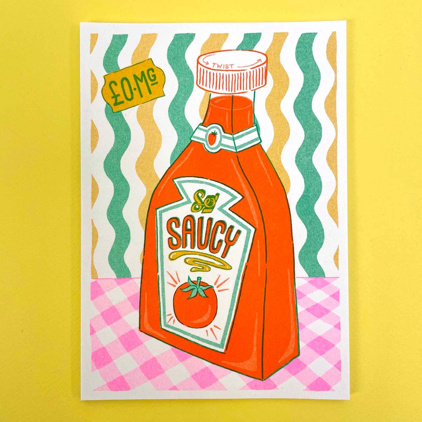 A5 Sauce Bottle Risograph Print | Jacqueline Colley (UK)