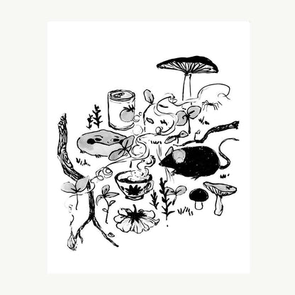 Frog & Mouse with Forest Tea Art Print | Rebekah Evans (NC)