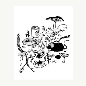 Frog & Mouse with Forest Tea Art Print | Rebekah Evans (NC)