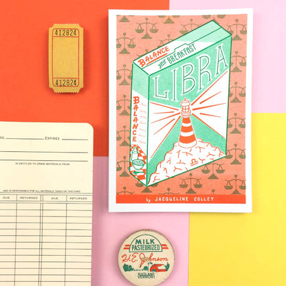 Libra Zodiac A6 Risograph Print | Jacqueline Colley (UK)