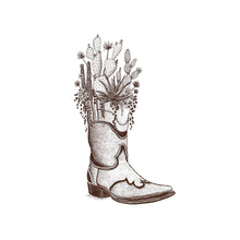 Load image into Gallery viewer, Cactus and Succulent Cowboy Boot Art Print | Kaari Selven (OR)
