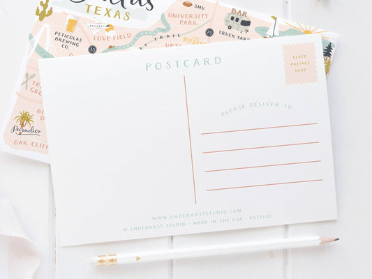 Dallas Map Postcard | Onderkast Studio (TX)