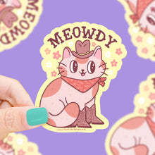 Load image into Gallery viewer, Meowdy Cowboy Cat Vinyl Sticker | Turtle&#39;s Soup (AZ)
