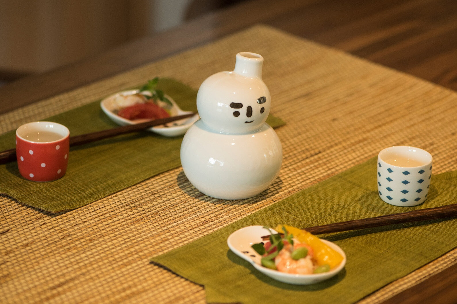 Snowman Sake Set | Blue/Yellow | Yukimi Sake (Japan) – WE ARE 1976