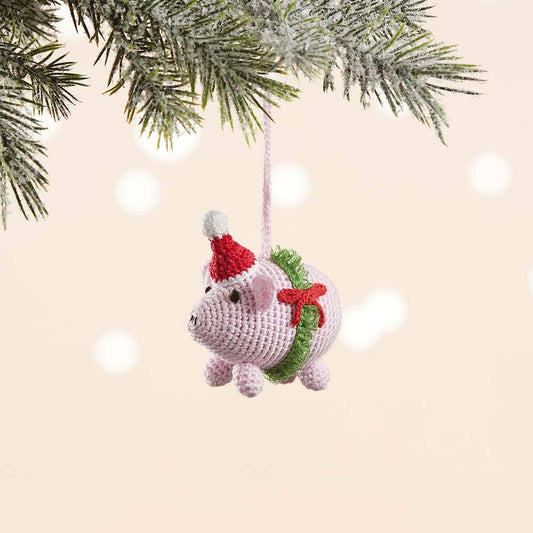 Barnyard Christmas Pig Ornament