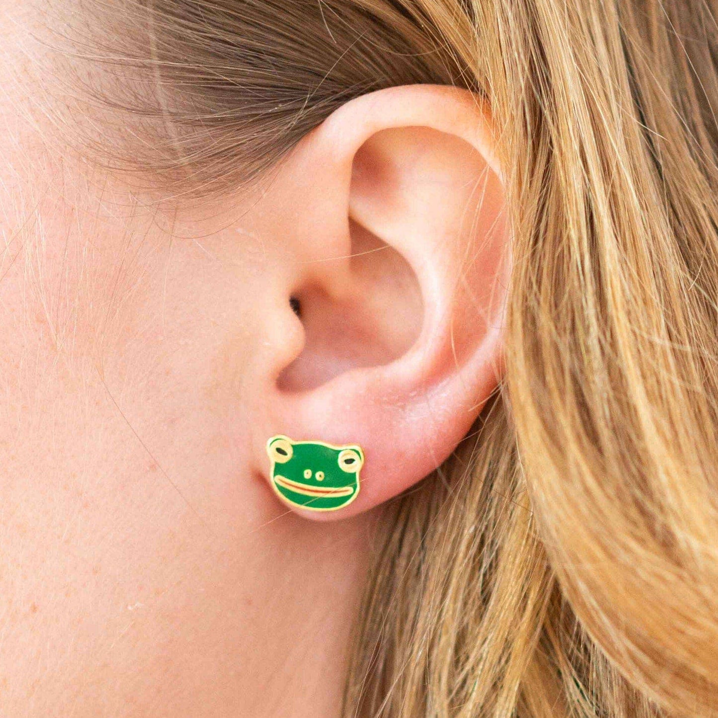 18k Gold Frog Enamel Earrings | Jenny Lemons (CA)