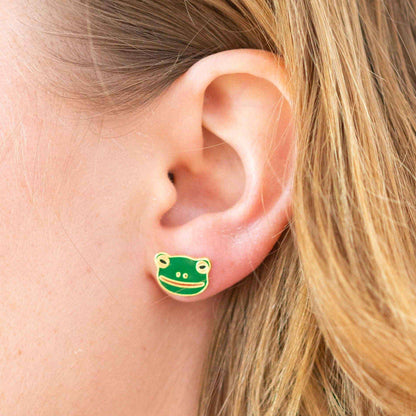 18k Gold Frog Enamel Earrings | Jenny Lemons (CA)