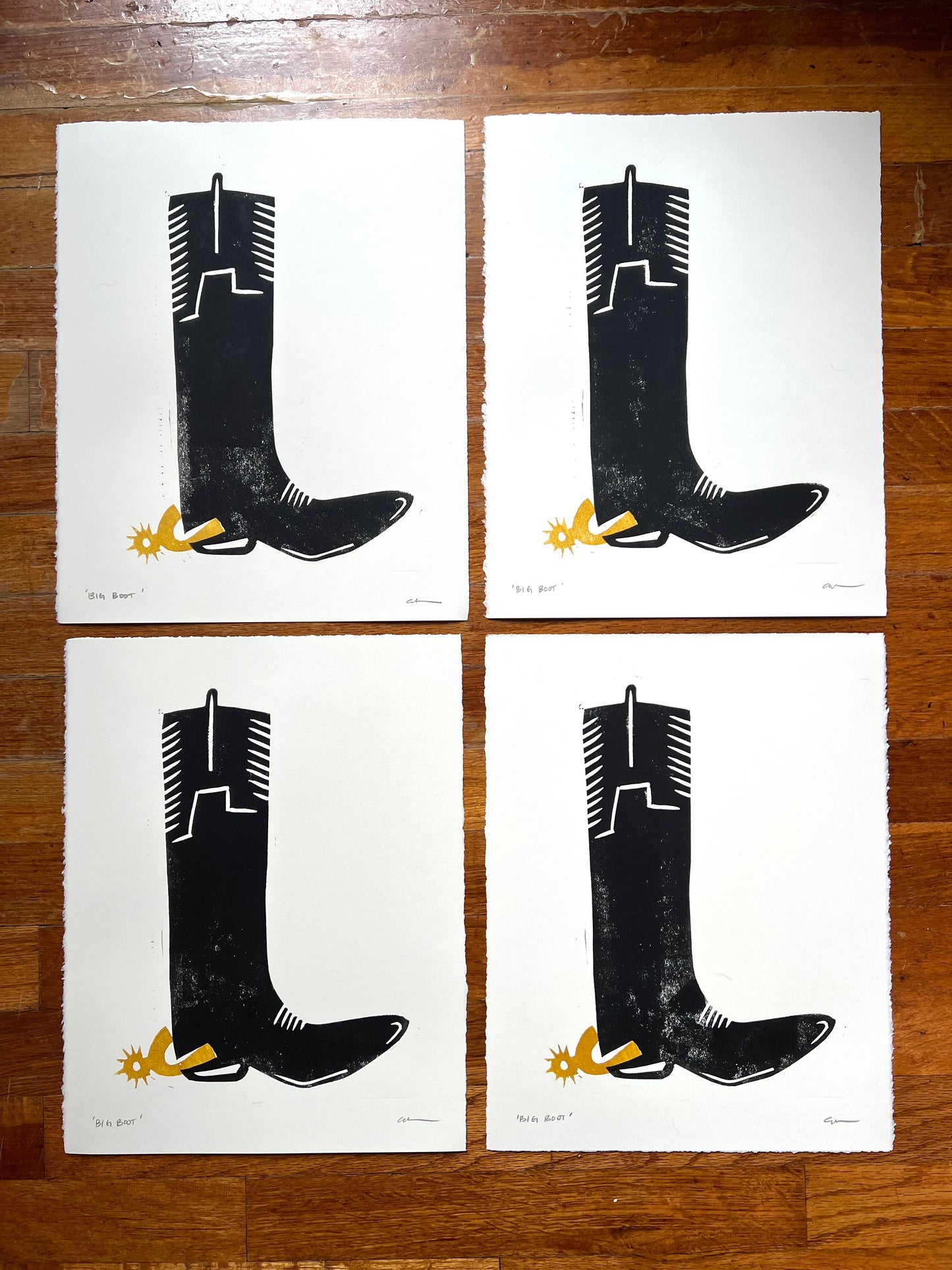 Big Boot Linocut Print | Ellen Orchard (TX)