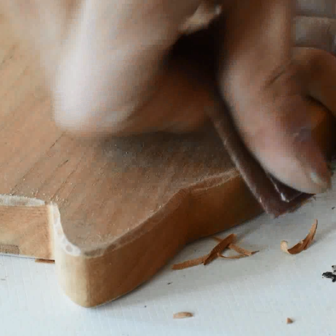 Hand Carved Cat Serving Board | Senser Woodcraft (NJ)
