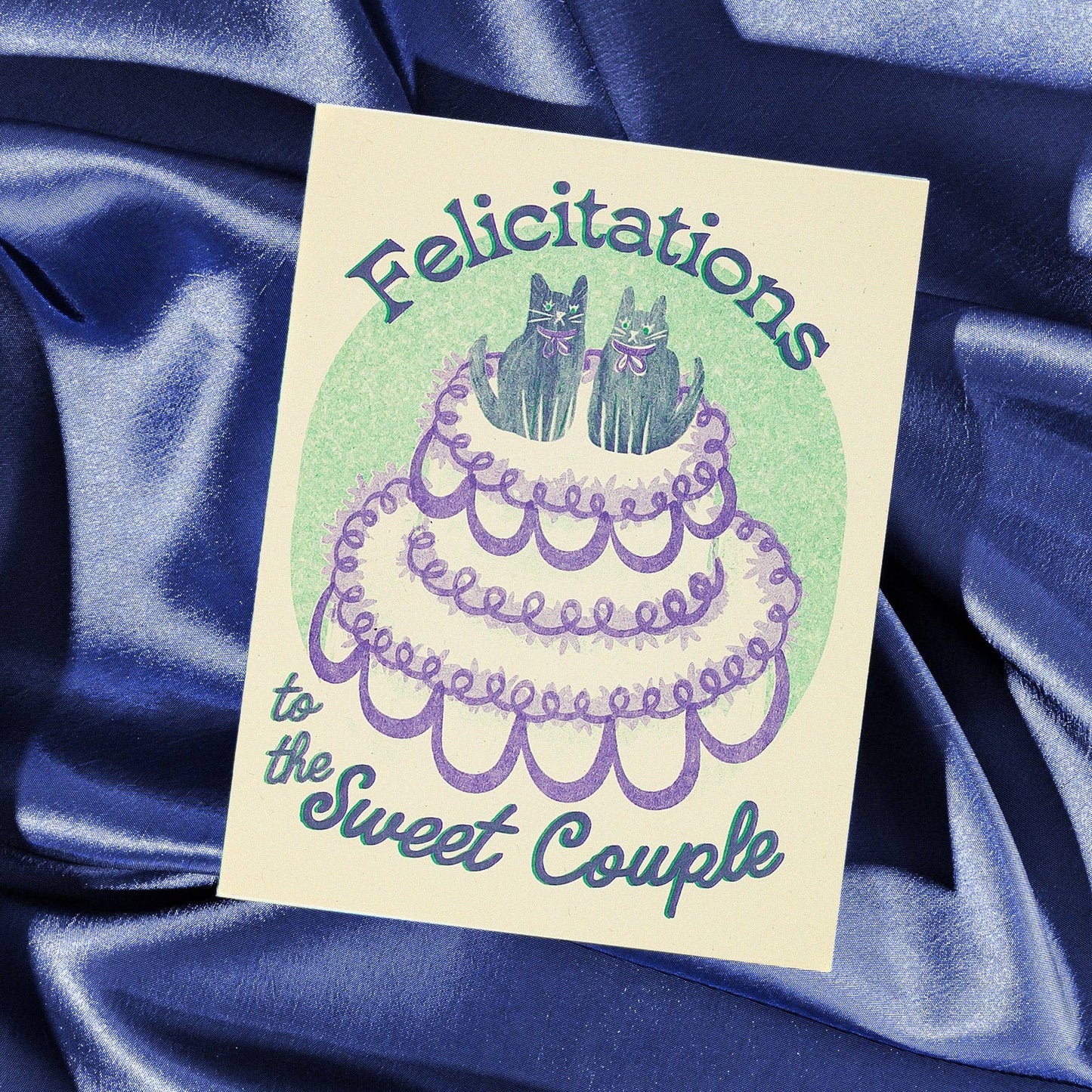 Felicitations to the Sweet Couple Risograph Wedding Card | Bromstad Printing Co. (VA)