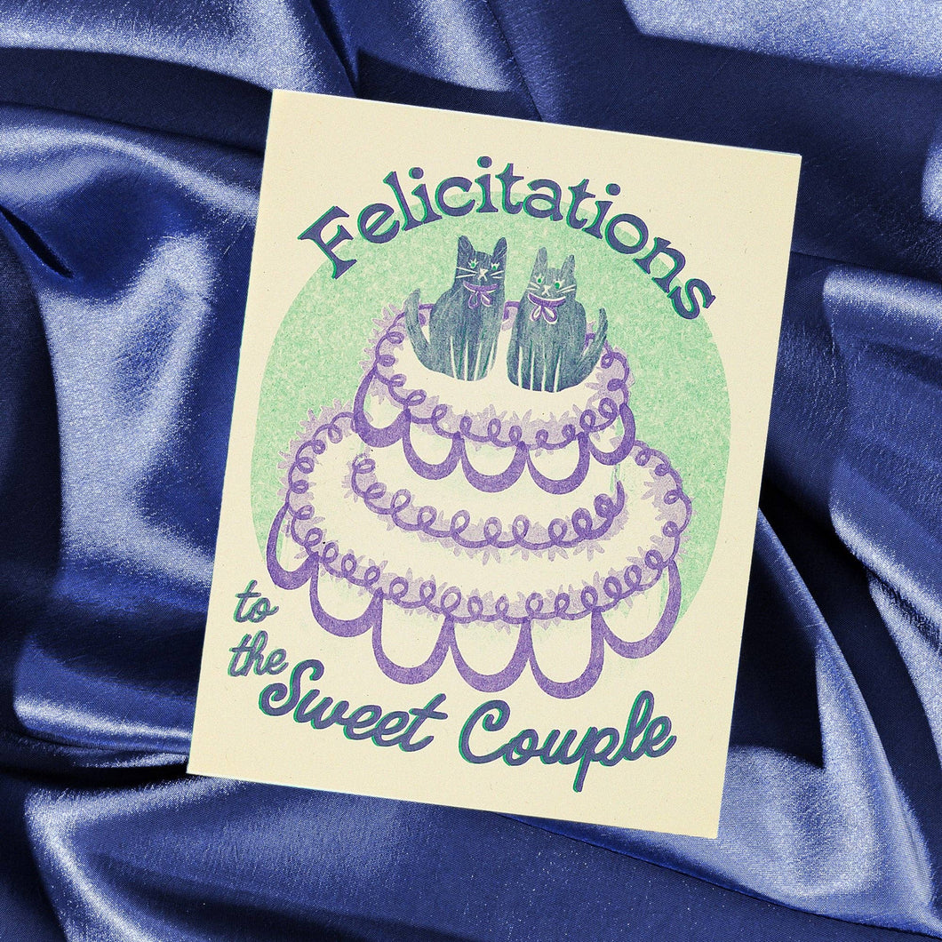 Felicitations to the Sweet Couple Risograph Wedding Card | Bromstad Printing Co. (VA)