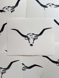 Longhorn Linocut Print | Ellen Orchard (TX)