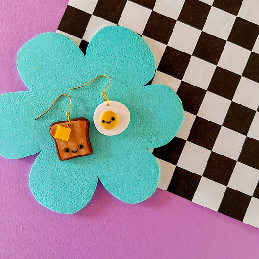 Brunch Earrings | Egg and Toast | Larry's Waffle Shop (SC)