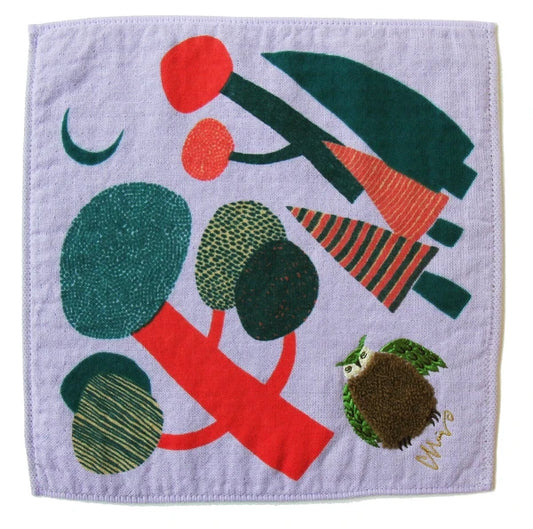 MiW Style Fluffy Gauze Handkerchief | Long-eared Owl | moritaMiW (Japan)