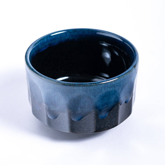 Tetradecagon Matcha Bowl | Blue + Black Glaze (Japan)
