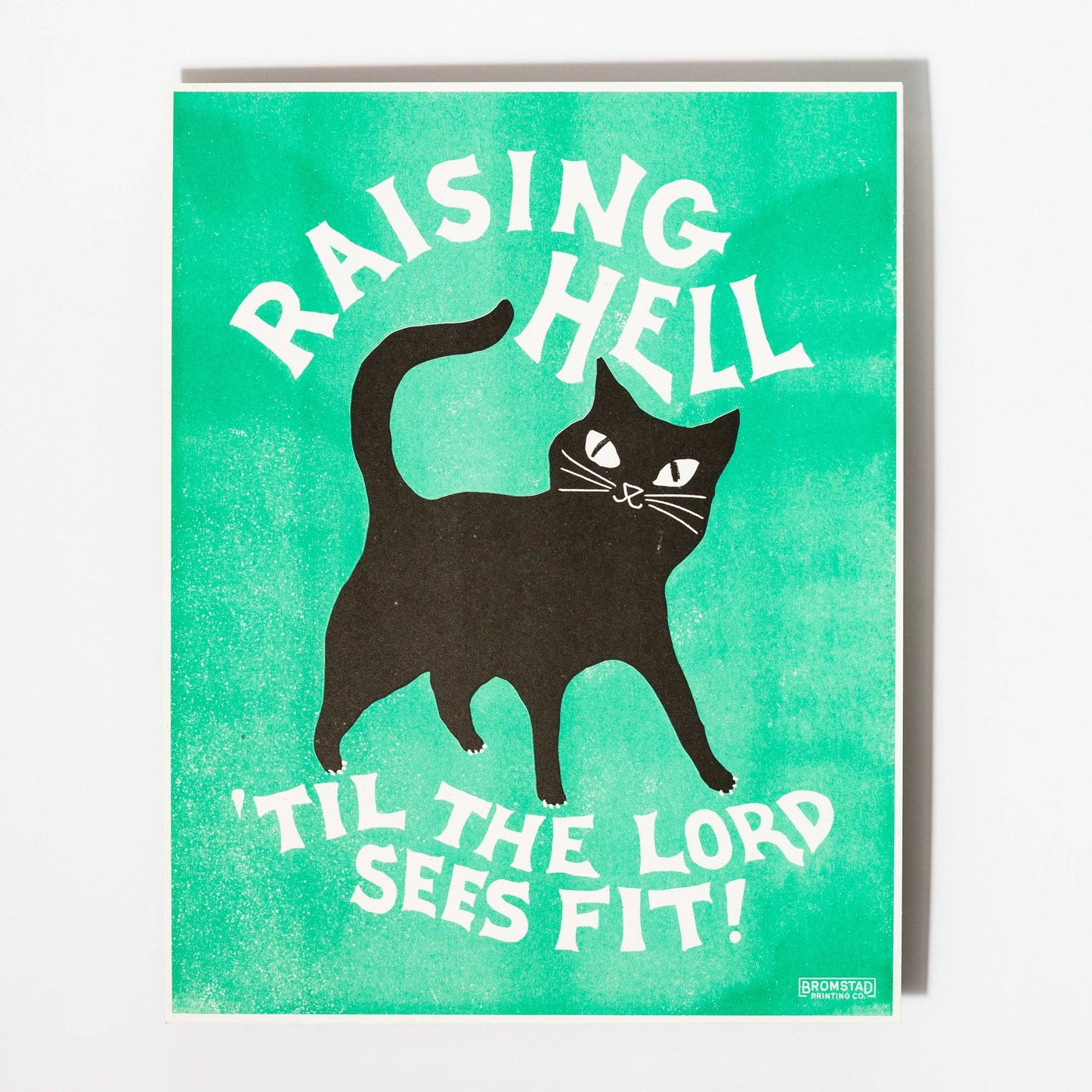 Raising Hell Cat Risograph Print | Bromstad Printing Co. (VA)