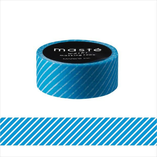 Masté Washi Masking Tape | Neon Blue/Stripe | Mark's Inc (Japan)