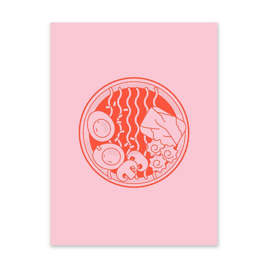 Pink and Red Ramen Bowl Risograph Print | Ohh Deer (UK)