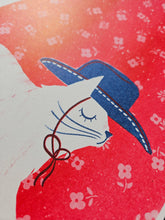 Load image into Gallery viewer, Cowboy Cat Risograph Print | Bromstad Printing Co. (VA)

