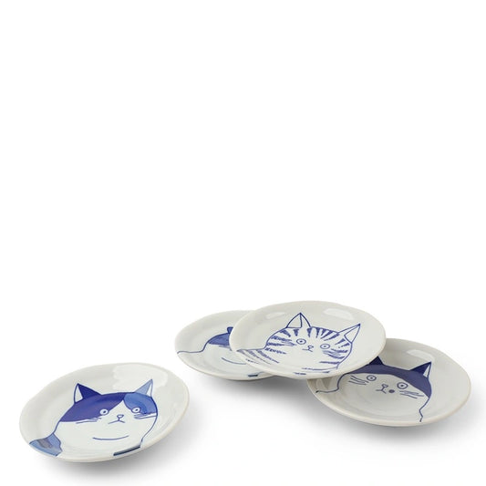 Ceramic Cat Face Plate Set (Japan)