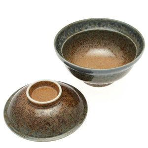 Ceramic Blue Sand Crackle Bowl w/ Lid (Japan)