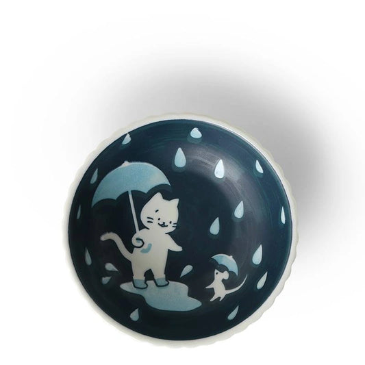 Cat Life Series Ceramic Bowl | Rainy Day | Mitsui Pottery (Japan)