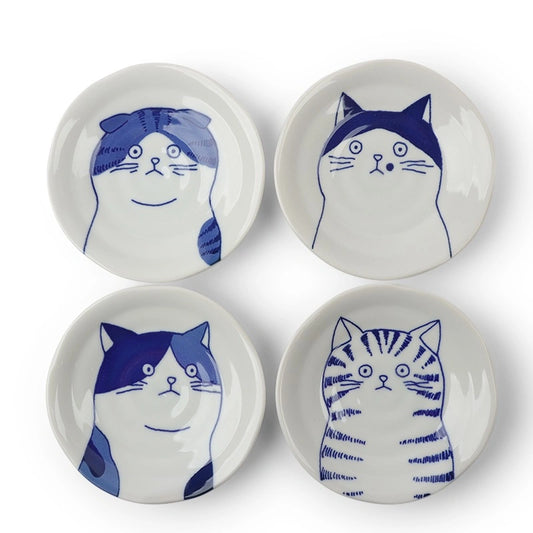 Ceramic Cat Face Plate Set (Japan)
