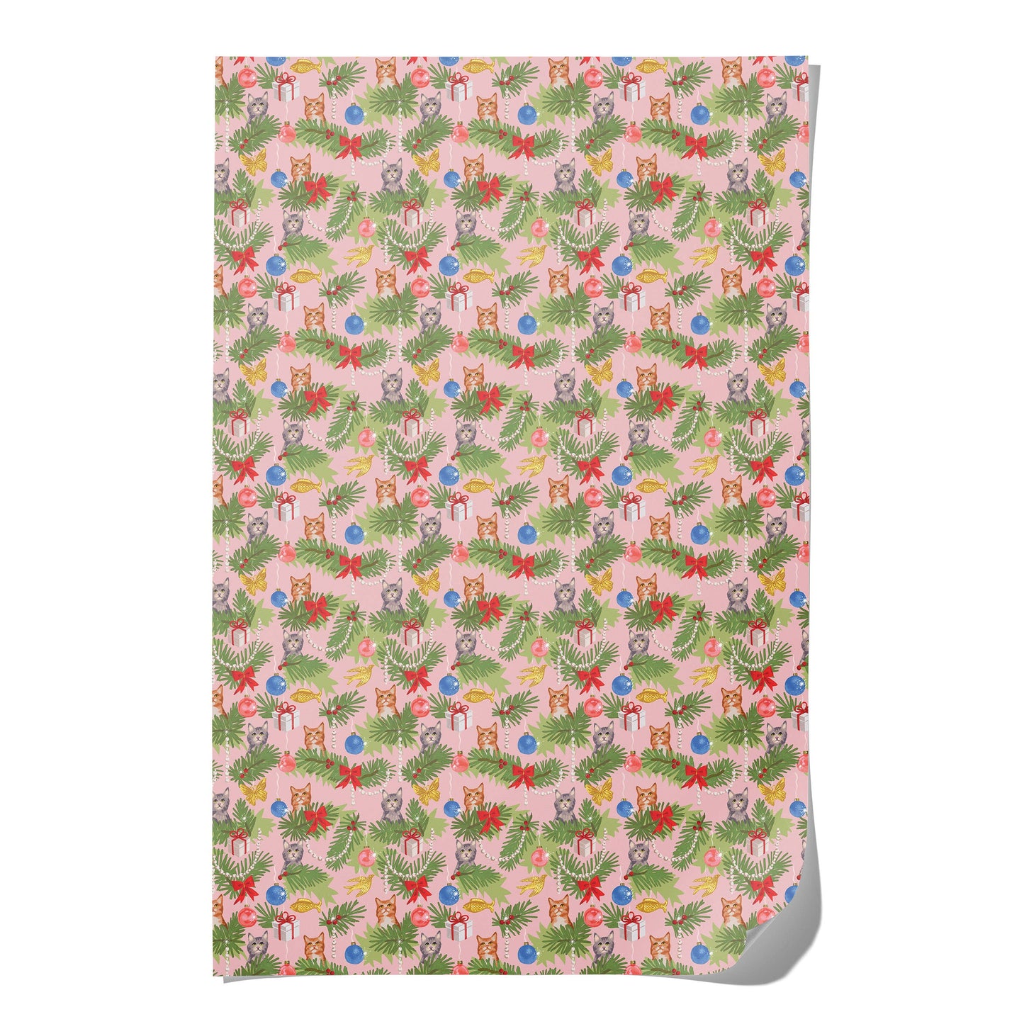 Meowy Christmas holiday wrapping paper  |  Red Cap Cards (NH)
