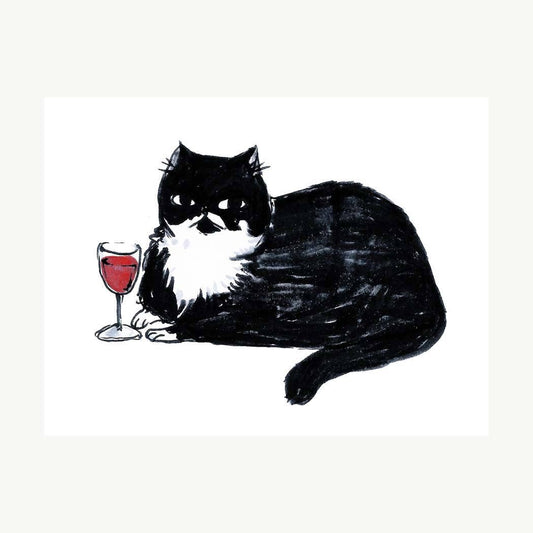 Pepper with a Fine Bordeaux Art Print | Rebekah Evans (NC)
