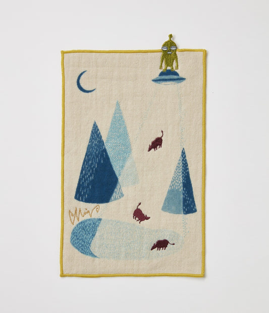 MiW Style Pocket Handkerchief | Uchujin Design in Dark Yellow | moritaMiW (Japan)