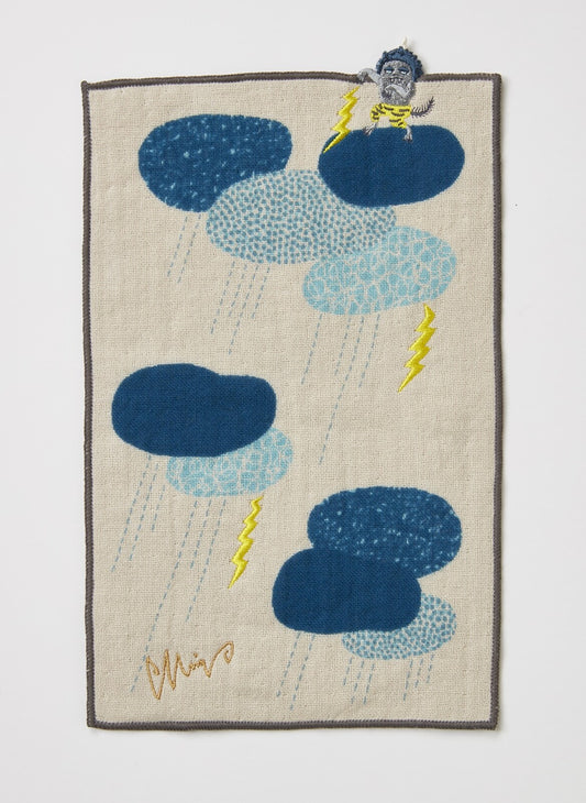 MiW Style Pocket Handkerchief | Kaminarichan in Grey | moritaMiW (Japan)