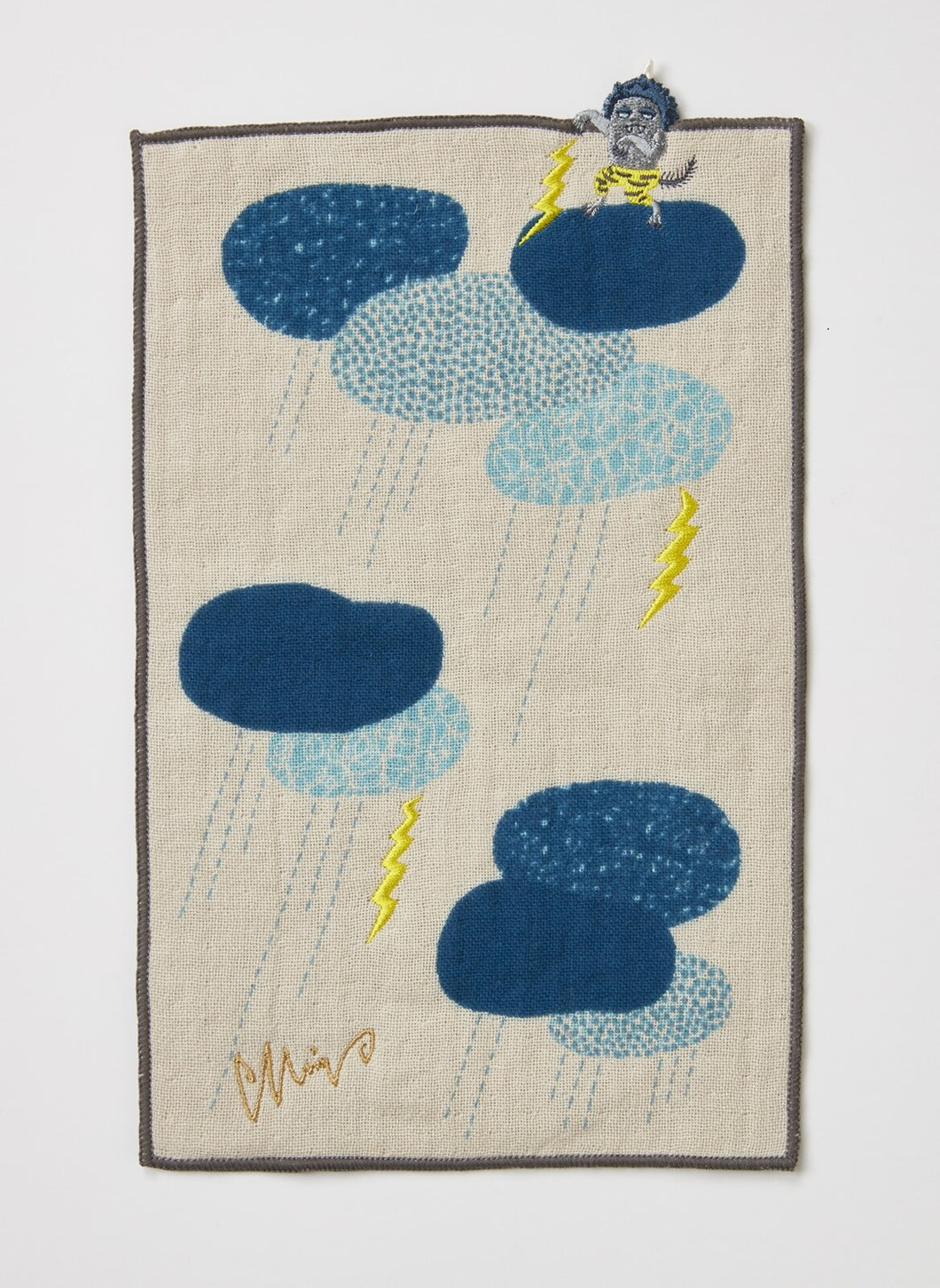 MiW Style Pocket Handkerchief | Kaminarichan in Grey | moritaMiW (Japan)