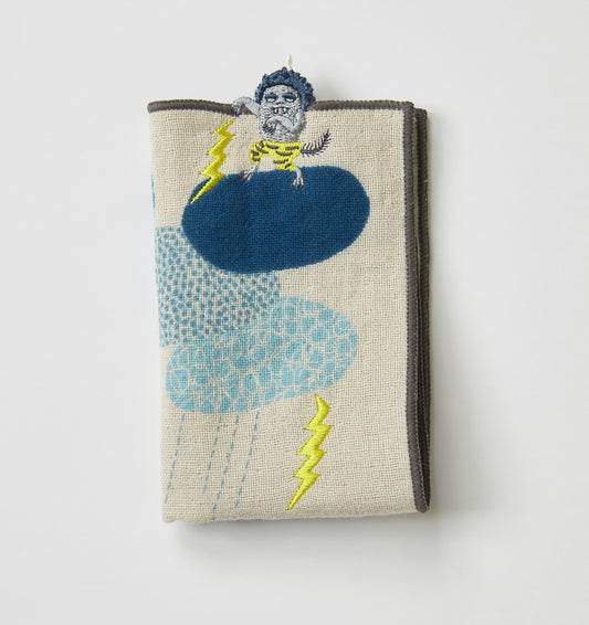 MiW Style Pocket Handkerchief | Kaminarichan in Grey | moritaMiW (Japan)