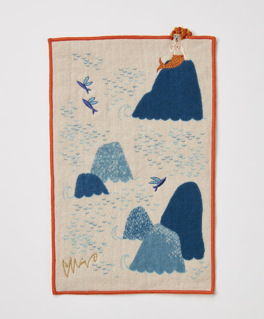 MiW Style Pocket Handkerchief | Ningyo Design in Orange | moritaMiW (Japan)