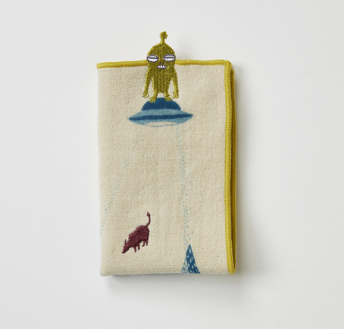 MiW Style Pocket Handkerchief | Uchujin Design in Dark Yellow | moritaMiW (Japan)