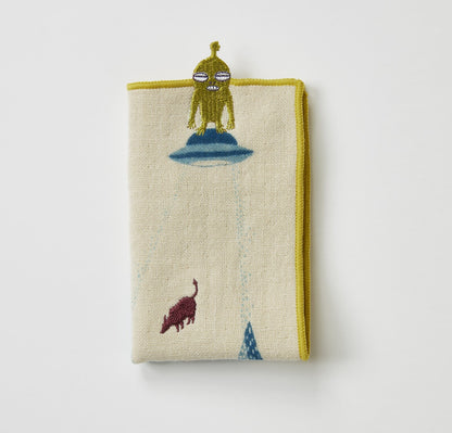 MiW Style Pocket Handkerchief | Uchujin Design in Dark Yellow | moritaMiW (Japan)