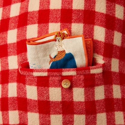 MiW Style Pocket Handkerchief | Ningyo Design in Orange | moritaMiW (Japan)