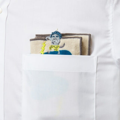 MiW Style Pocket Handkerchief | Kaminarichan in Grey | moritaMiW (Japan)