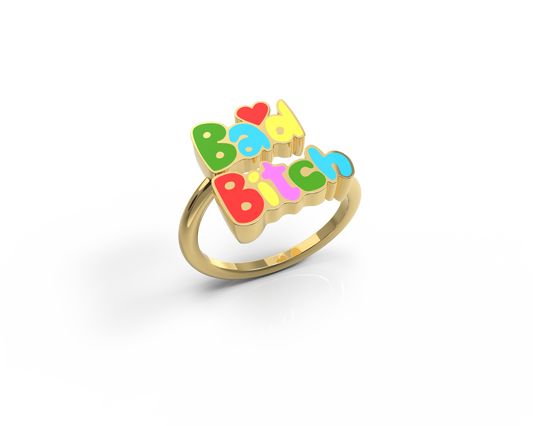 Bad Bitch Adjustable 18k Gold Gilt Ring | Yellow Owl Workshop