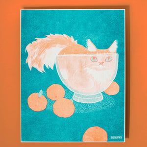 Cat in a Bowl Art Print | Bromstad Printing Co. (VA)