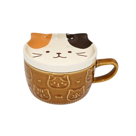 Calico Cat Coffee Mug With Saucer Lid | Nagomi (Japan)