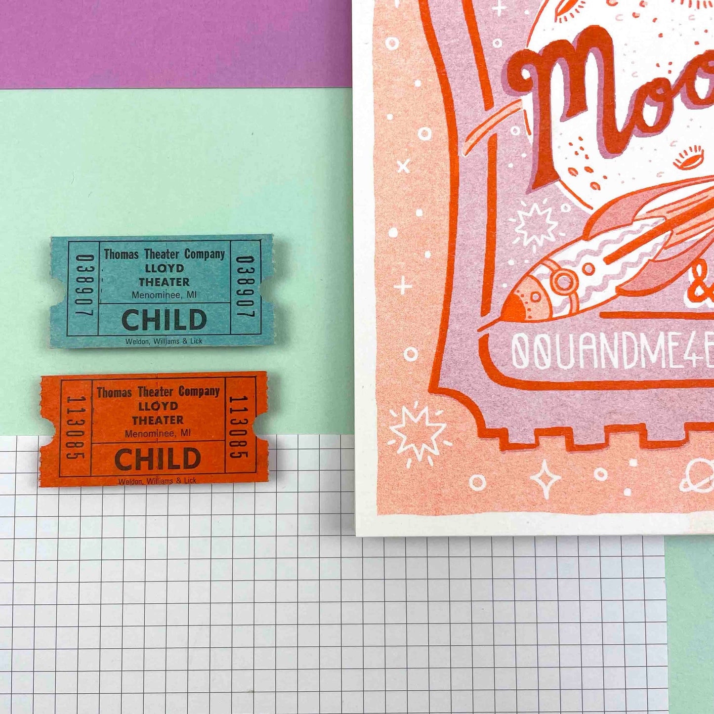 A5 to the Moon & Back Ticket, Risograph Print | Jacqueline Colley (UK)