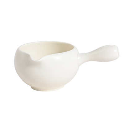 Side Handle Porcelain Katakuchi Matcha Bowl | Glossy White