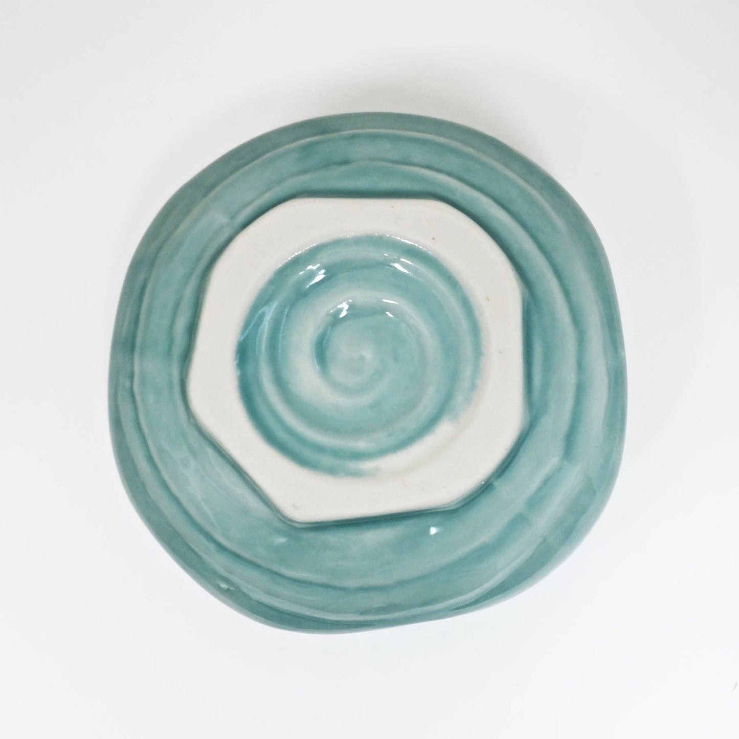 Turquoise Porcelain Mini Matcha Bowl | Ribbed Gloss Glaze | Japan