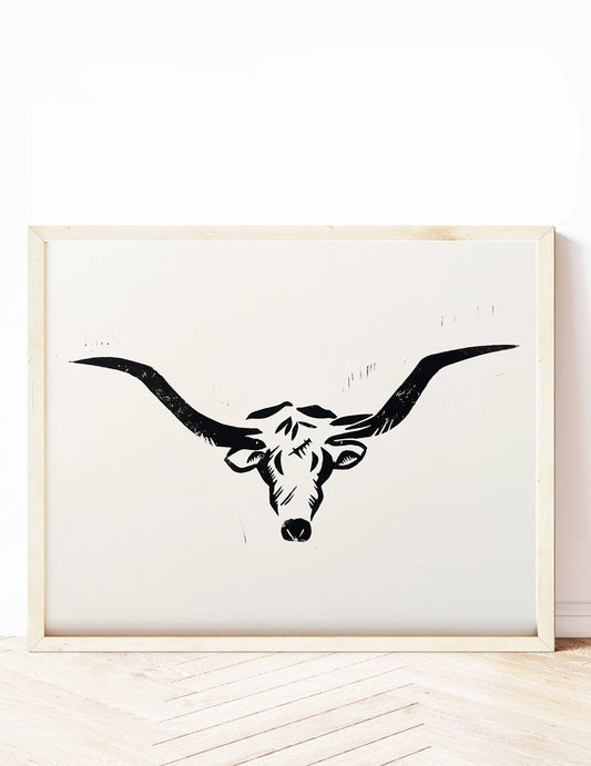Longhorn Linocut Print | Ellen Orchard (TX)