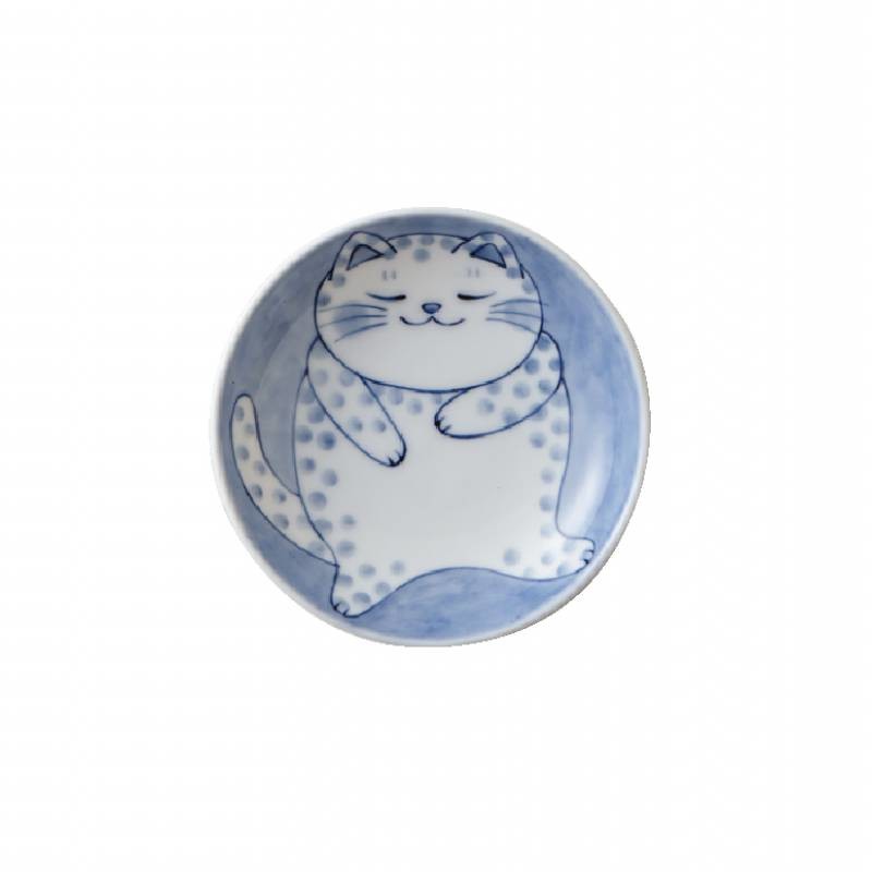 Chubby Spotted Cat Dish | Mino Ware (Japan)
