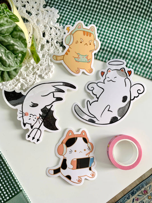 Black and White Gamer Kitty Sticker | Chocolett (OR)