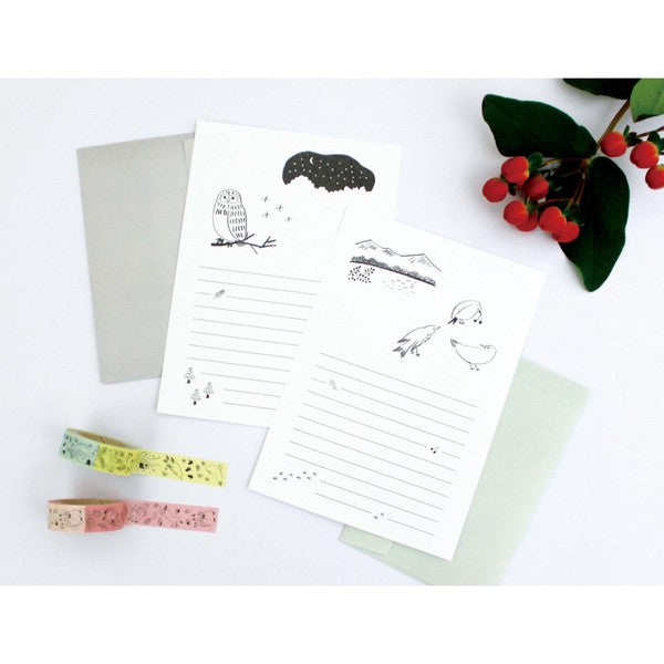 Owl Letterpress Letter Set Sylvan Series | Matoka (Japan)